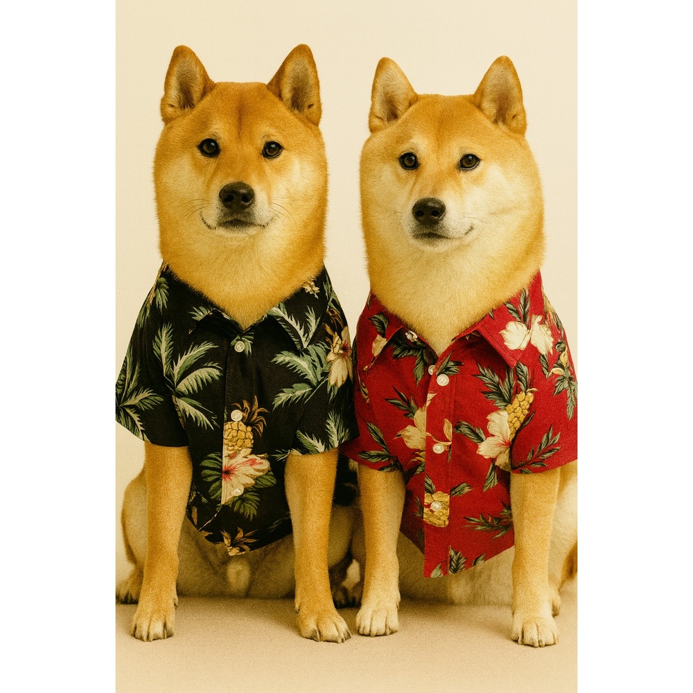 DOG HAWAIIAN SHIRT Size XL – Red & Black Tropical Pineapple Palm Print